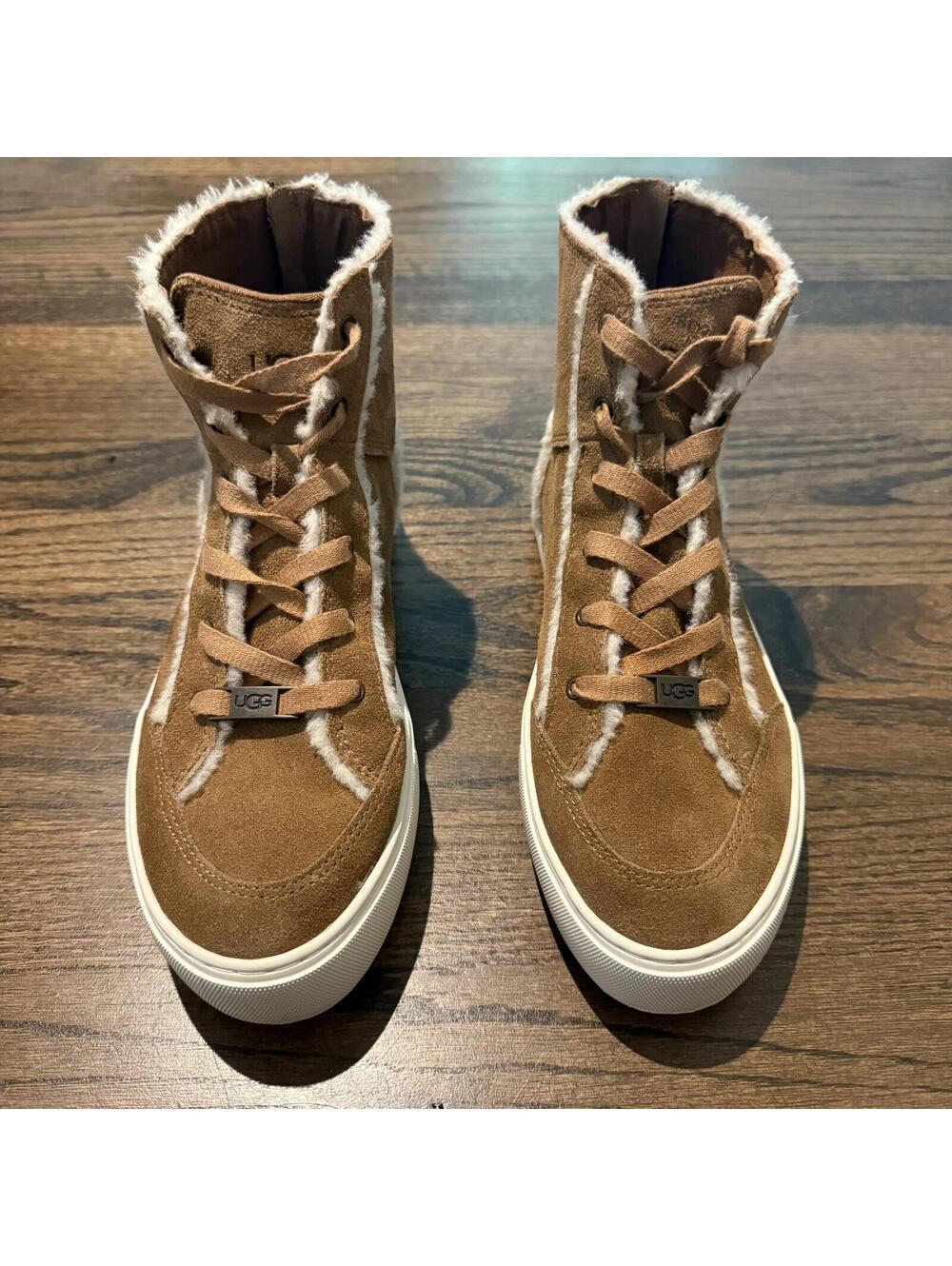 UGG Women's Nuray High Top Chestnut Brown Suede Trainers Size 8.5 - Picture 5 of 9
